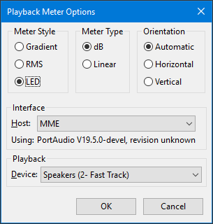 Options from Speaker Button